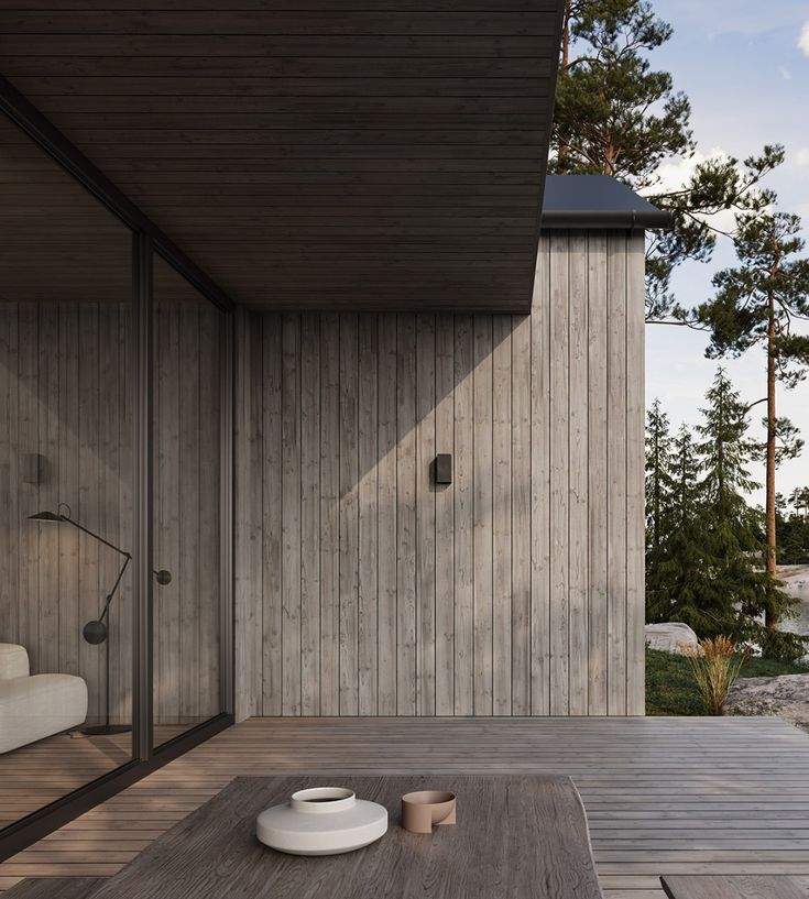 ThermoWood shiplap cladding weathering naturally on an exterior wall