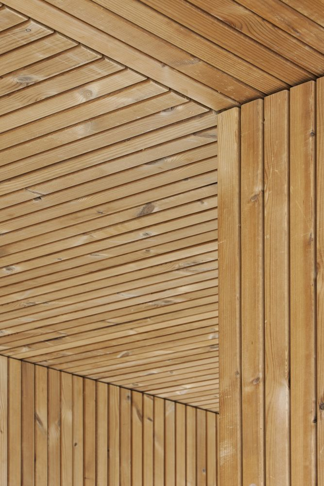 Lunawood ThermoWood cladding close-up — grain detail and warm honey-brown tone of thermally modified timber
