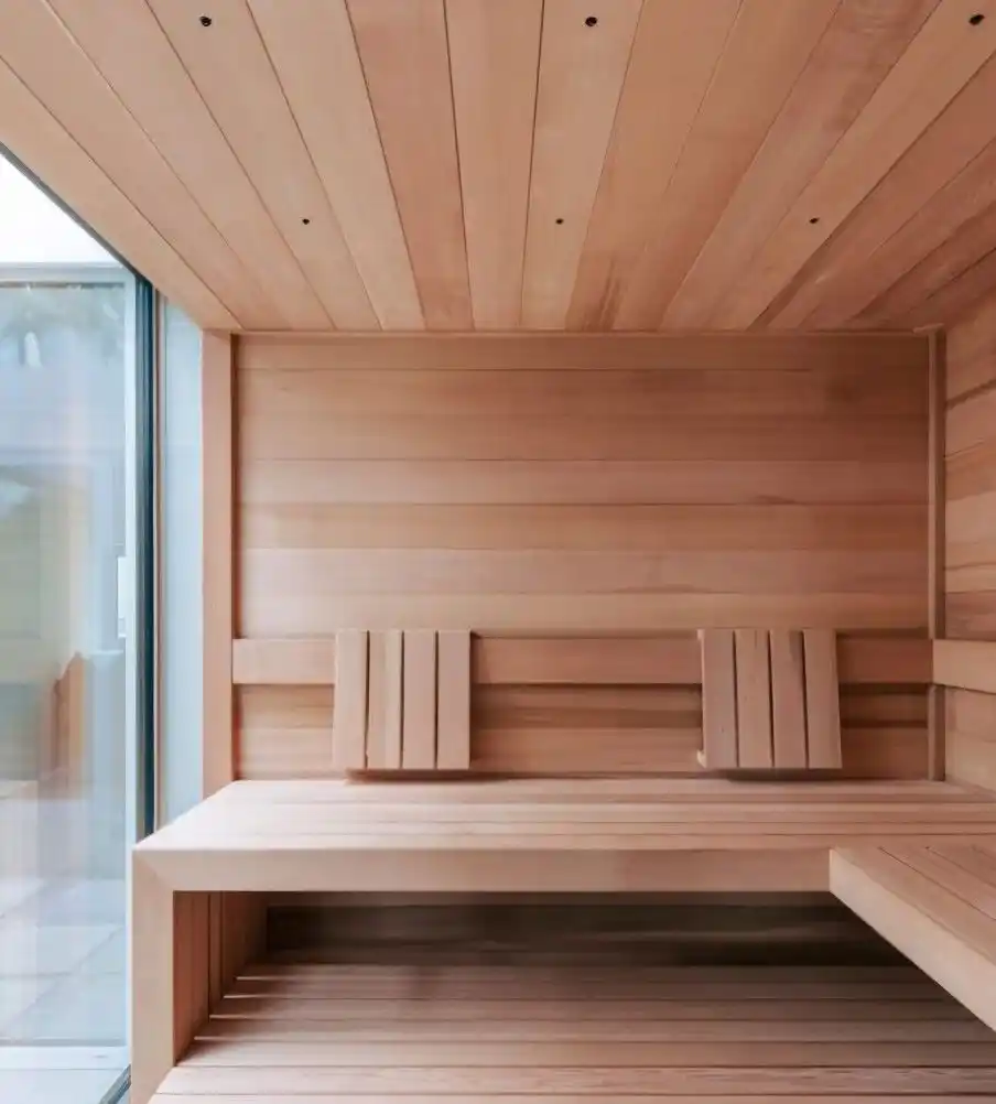Alder sauna cladding and bench boards UK — combination of alder wall cladding and bench boards