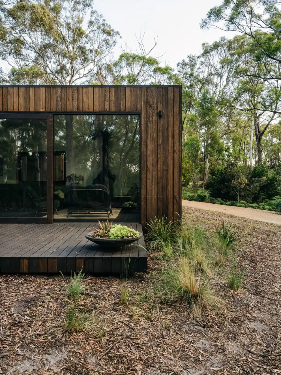 ThermoWood cladding on contemporary UK garden office — completed exterior project