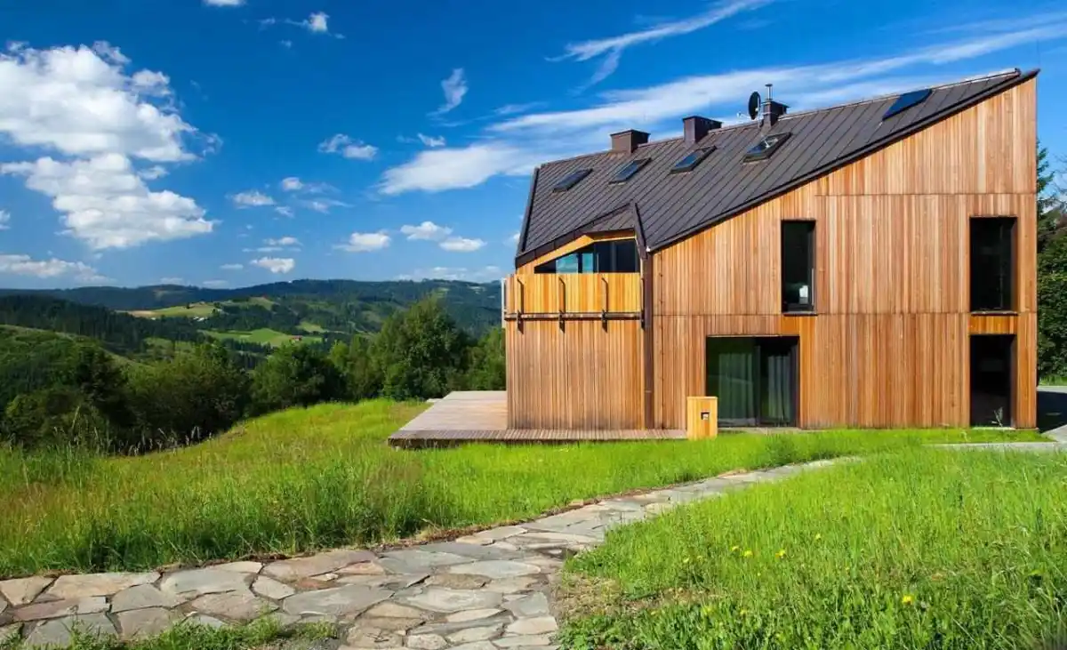 Siberian larch cladding UK — naturally durable rot resistant larch on contemporary house exterior