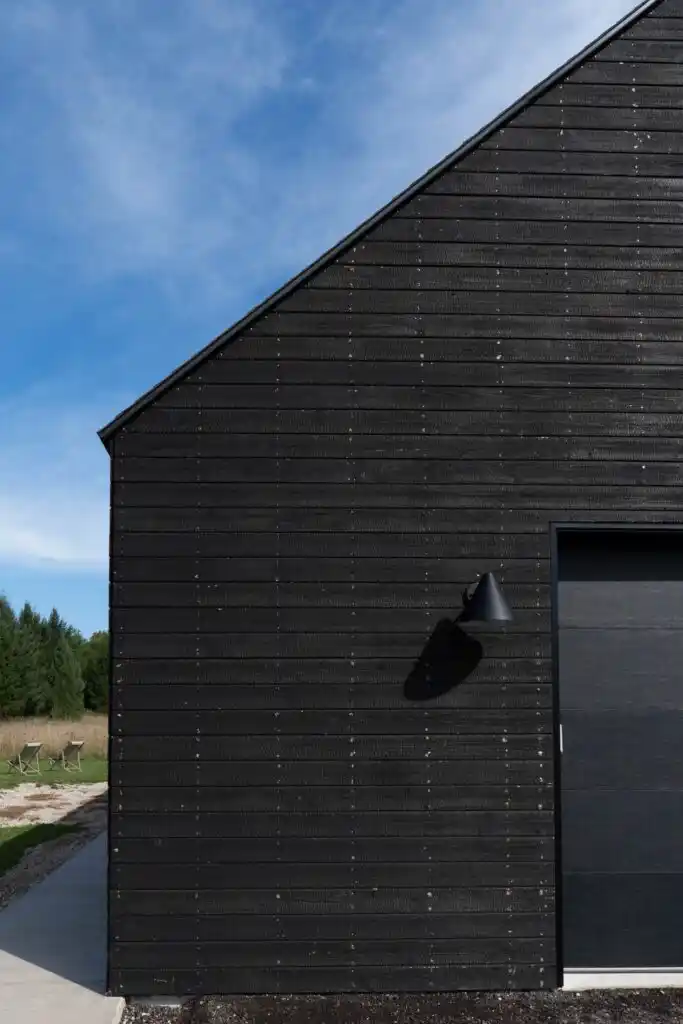 Nordic spruce cladding black stained UK — opaque black painted spruce exterior boards