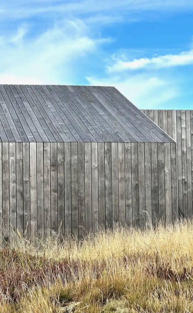 ThermoWood cladding board on board UK — double layer vertical batten profile
