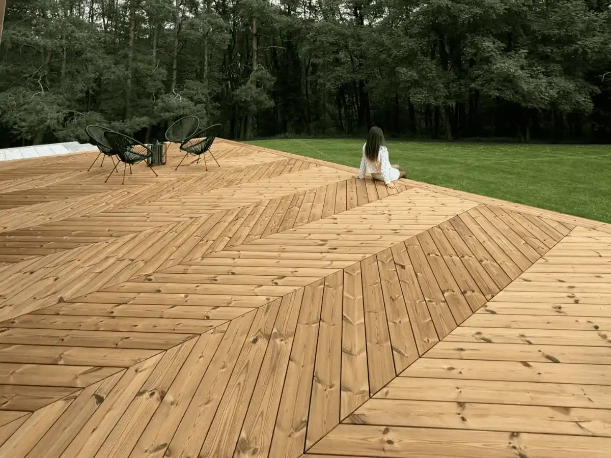 ThermoWood brushed decking boards UK — premium secret fix brushed profile surface texture