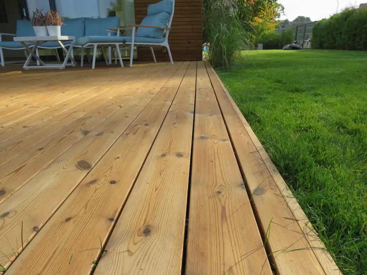 ThermoWood smooth decking boards UK — thermally modified pine secret fix decking