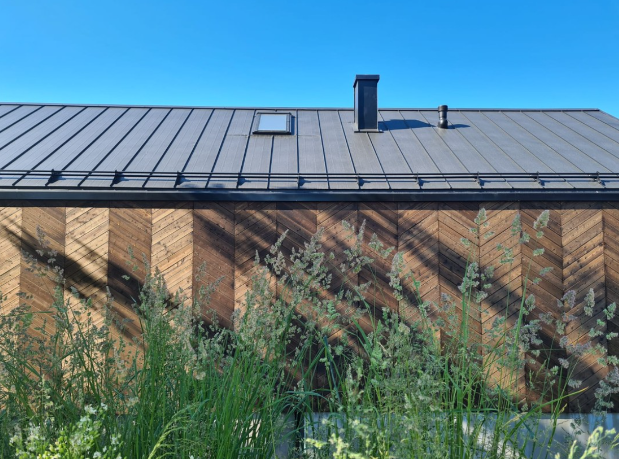 ThermoWood cladding on modern  house in the UK